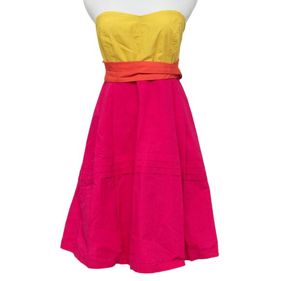 Maeve Anthropologie Hues Color Block Strapless Summer Dress Size 4 - Picture 1 of 12